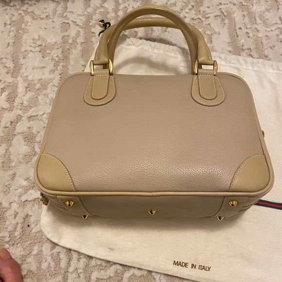 Authentic Gucci Vintage Leather Satchel Tote EUC Bone - Picture 10 of 13